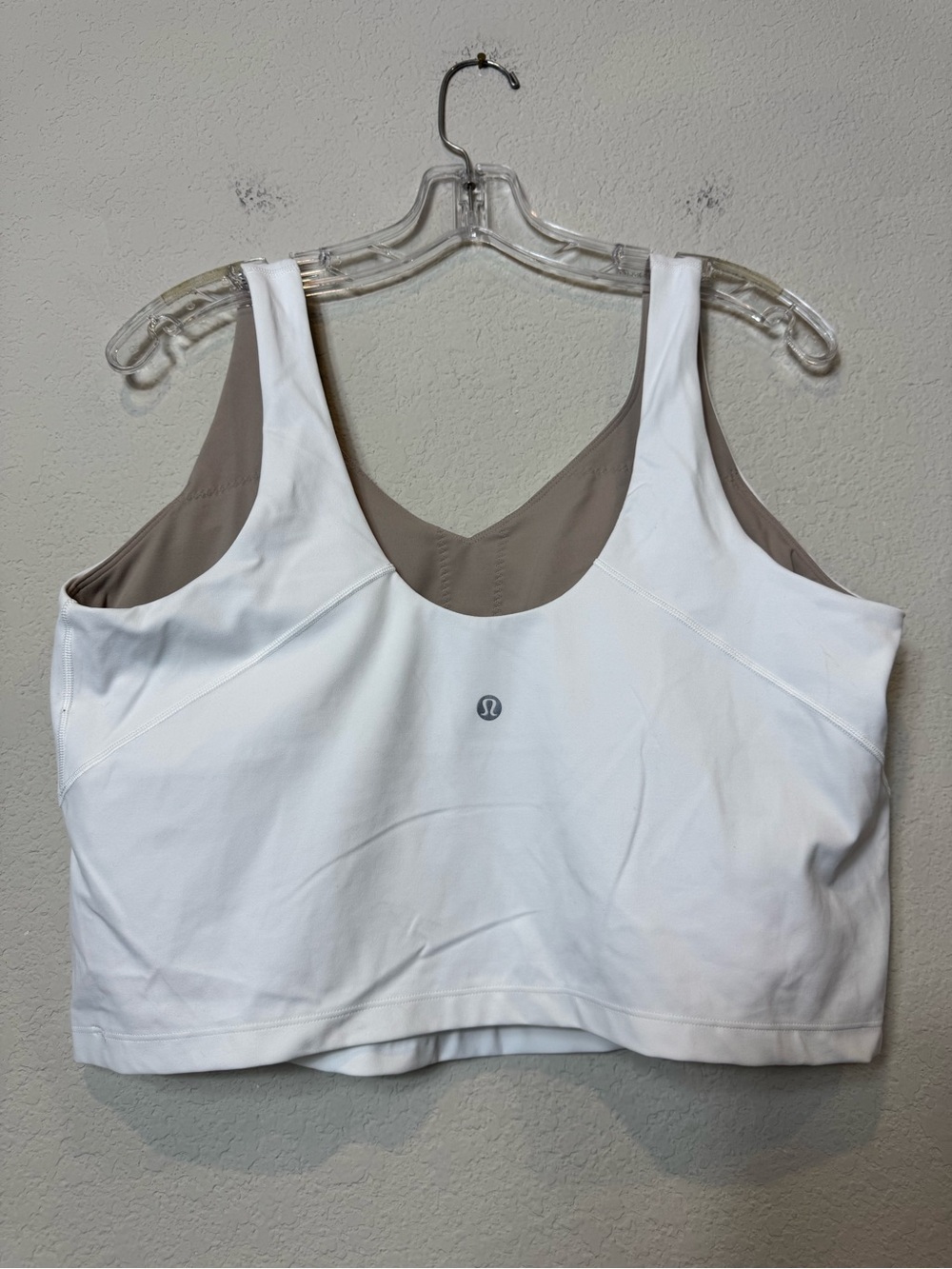 Lululemon Align White V-Neck Cropped Tank Top Built-in Bra Light Support size 16 - Picture 4 of 10